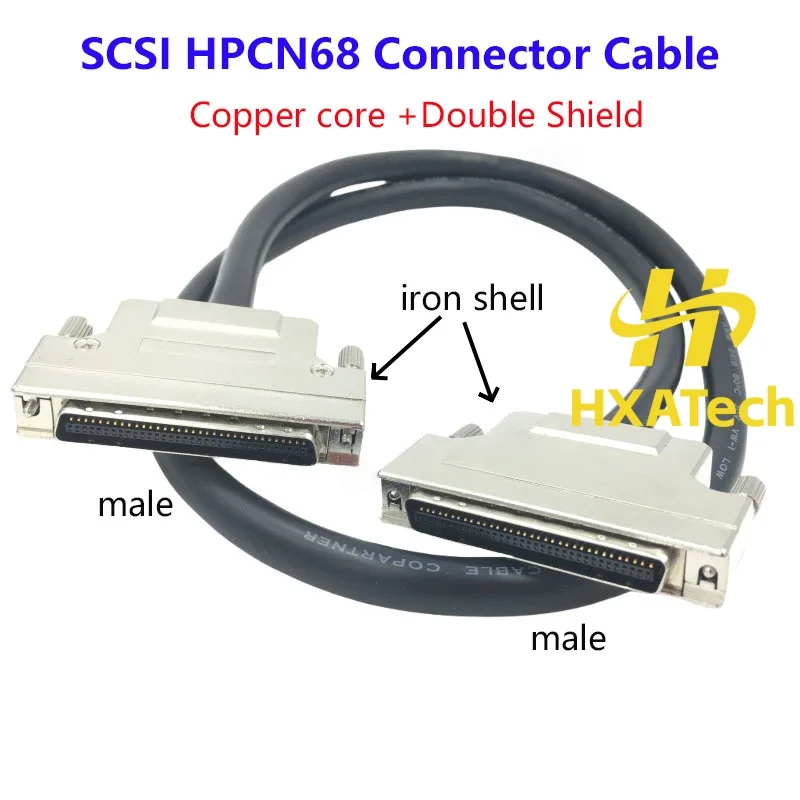 HXATech - SCSI HPCN68P Connection Cable CN68 male to male Double Shield Data Cable with iron shell CN type slot 68-pin
