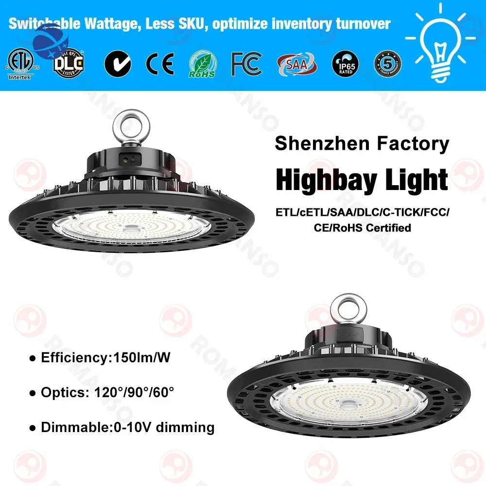 Outdoor High Lumens Power Adjustable 100W-150W-200W Selectable Led Workshop Light