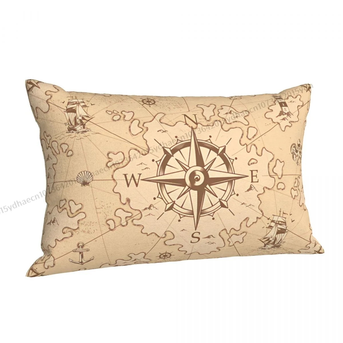 Vintage Monochrome Schatzkarte Cojines Pillowcase Ocean Compass Cushion Home Sofa Chair Print Decorative Coussin Pillow Covers