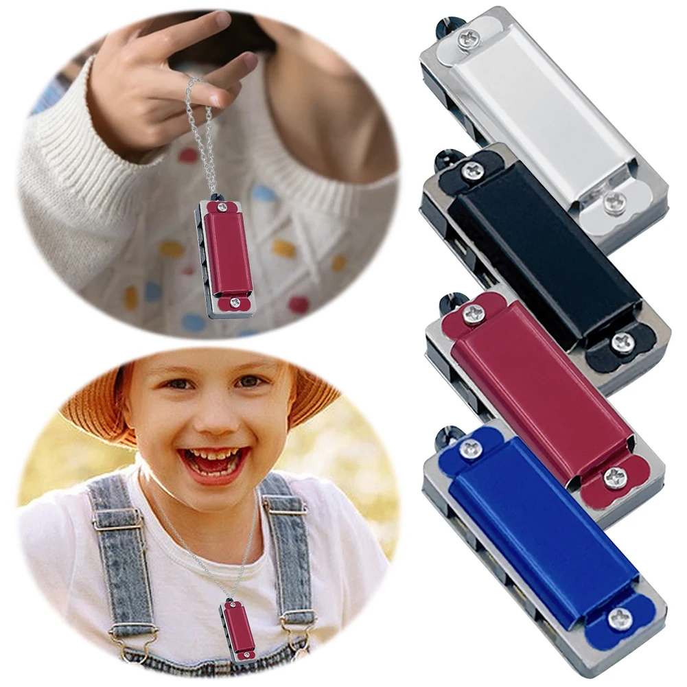 5Pcs Mini Harmonica Pendant Necklace 4 Hole 8 Tone Musical Instrument Mouth Organ Portable Harmonica for Children and Beginners