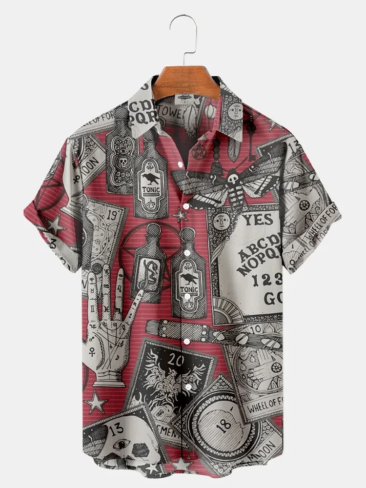 

Skull Pattern 3D Printed Men Shirt Male Casual Fashion Short Sleeves Shirts Hawaiian Streetwear Oversized Vintage Men's Clothing