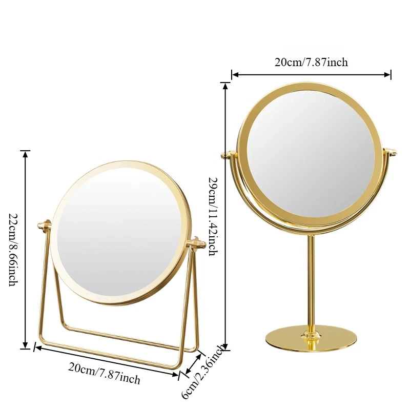 مرآة مكياج أوروبية عتيقة، 360 درجة ° مرآة طاولة تزيين دوارة من الحديد أحادية الجانب، حامل سطح مكتب دوار دائري #6