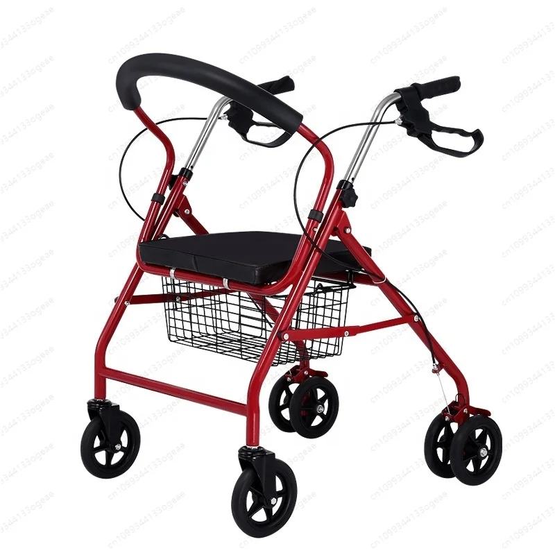 Modern Convenient Elderly People Shopping Trolley With Seat Wheels and Basket Walker for Disabled