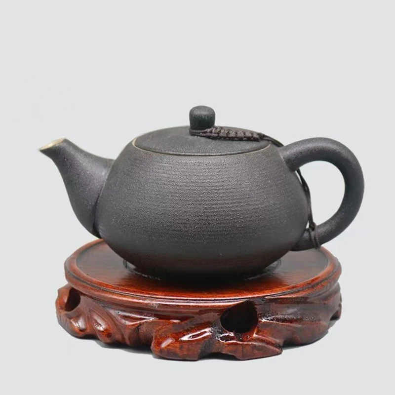 Wooden Pedestal Display Stand，Round Pedestal Base Carving Handicraft, Decorative Base for Bonsai Statue Tea Set Teapot Ornaments