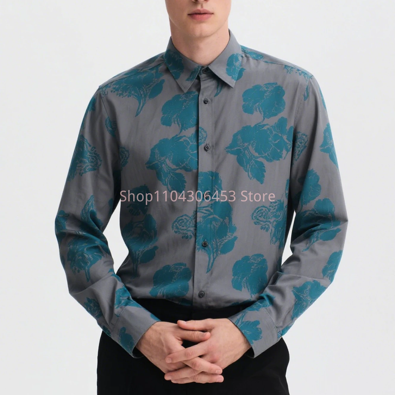 New Men's Retro French Court Pattern 3D Printed Shirt High-end Lapel Long Sleeve Casual Business Fashion Party Shirt Outdoor Top