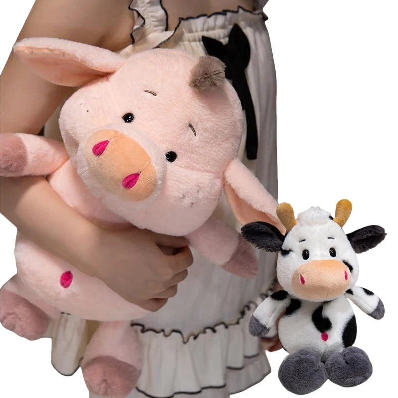 Funny Ranch Series Plush Toy Cow Pink Pig Soft Throw Pillow Cushion Cartoon Home Decoration  Dolls Christmas Birthday Present