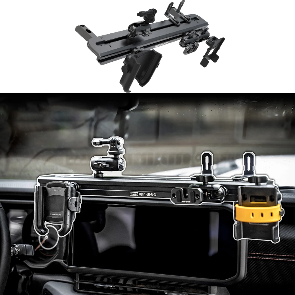Lantsun VAN007 Expansion Holder Aluminum Alloy Central Control Instrument Rail Bracke for Jeep for Wrangler JL2024-2026