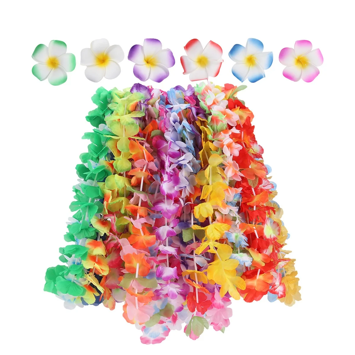 

24pcs Garland Hairpin Set Hawaiian Flower Garlands Wreaths Tropical Birthday Favors Reusable Cloth Sturdy String