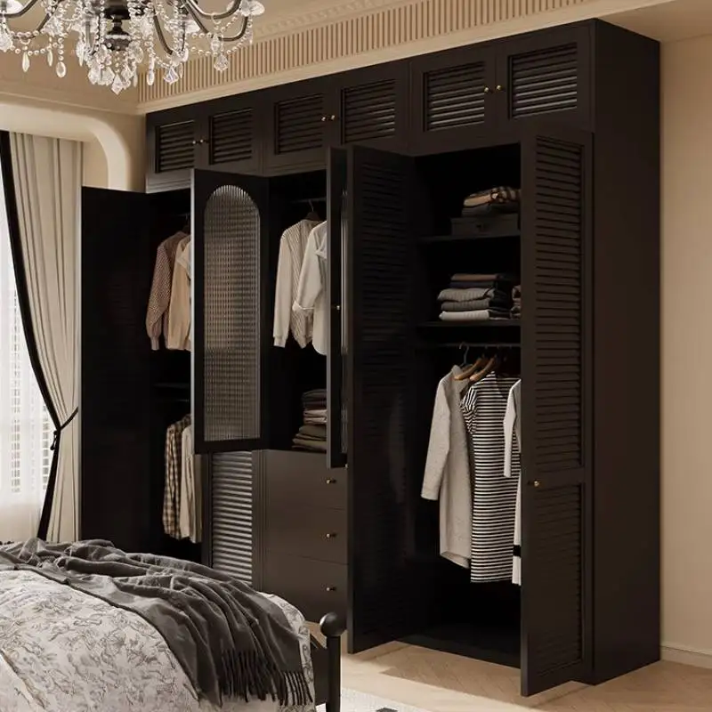 

Black Modular Wardrobes Closet Wooden Doors Large Saving Storage Wardrobes Cute Space Tall Guarda Roupas Furniture For Home