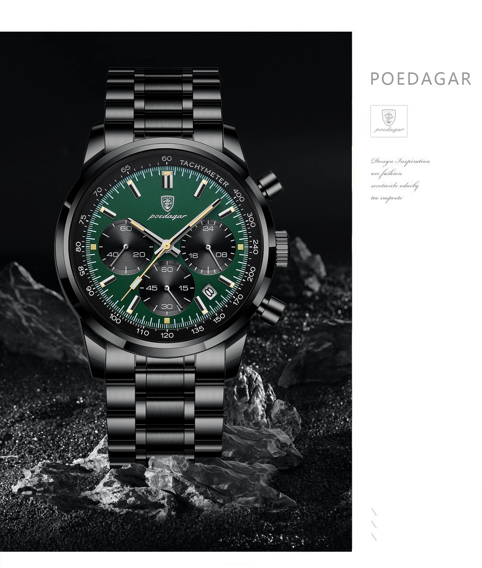 POEDAGAR Top Luxus Männer Uhr Wasserdicht Leucht Datum Chronograph Mode herren Quarzuhr Edelstahl Sport Mann Uhren – Detail 5