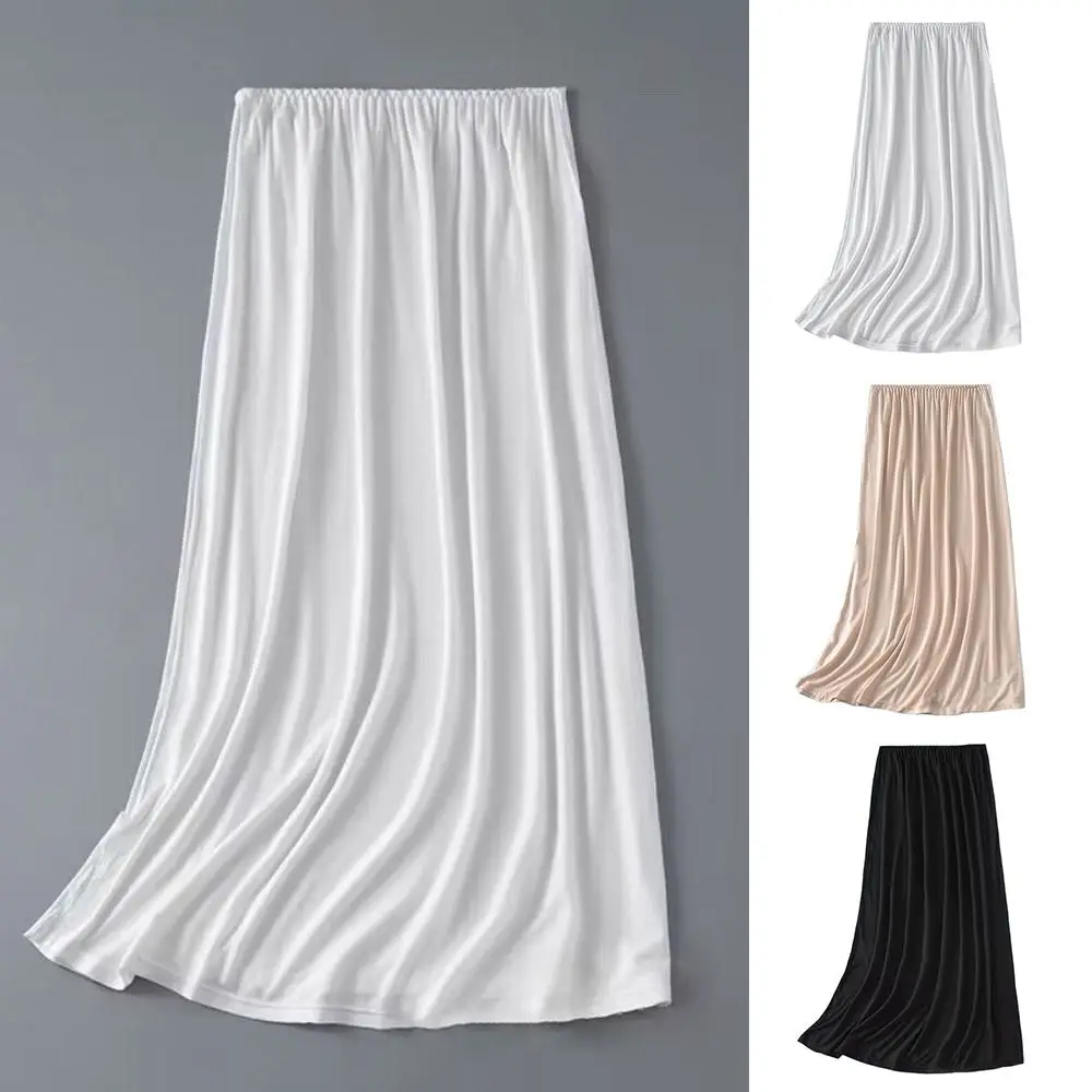 Thin Ice Silk Modal Female Half Length Skirt Anti-glare Lace Innerwear Short Skirt High Waist Elastic Anti-Penetrating