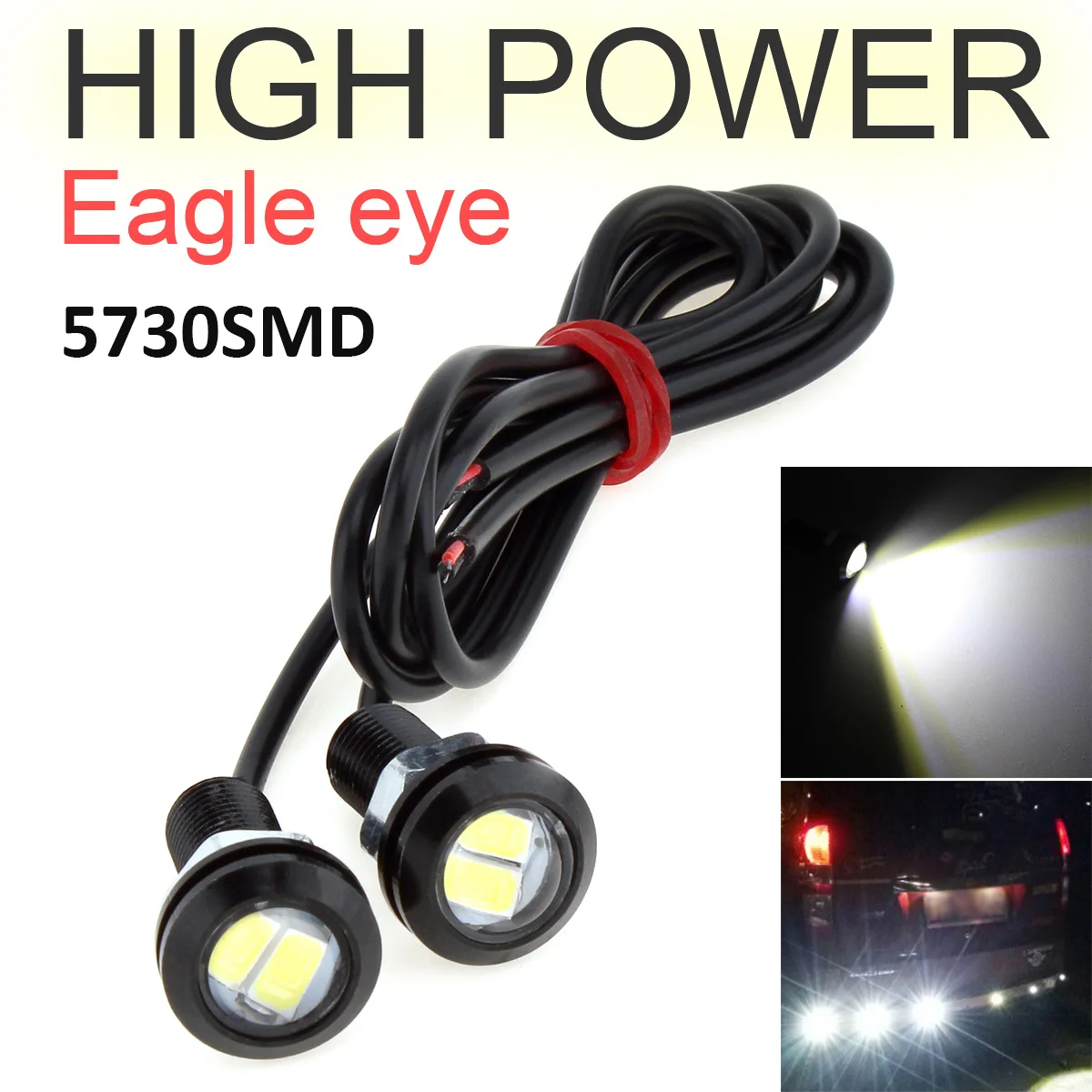 

2pcs 18mm LED Eagle Eye Light 12V 2LEDs 5730 SMD Car Fog DRL Daytime Running Light Reversing Backup Parking Signal Lamp