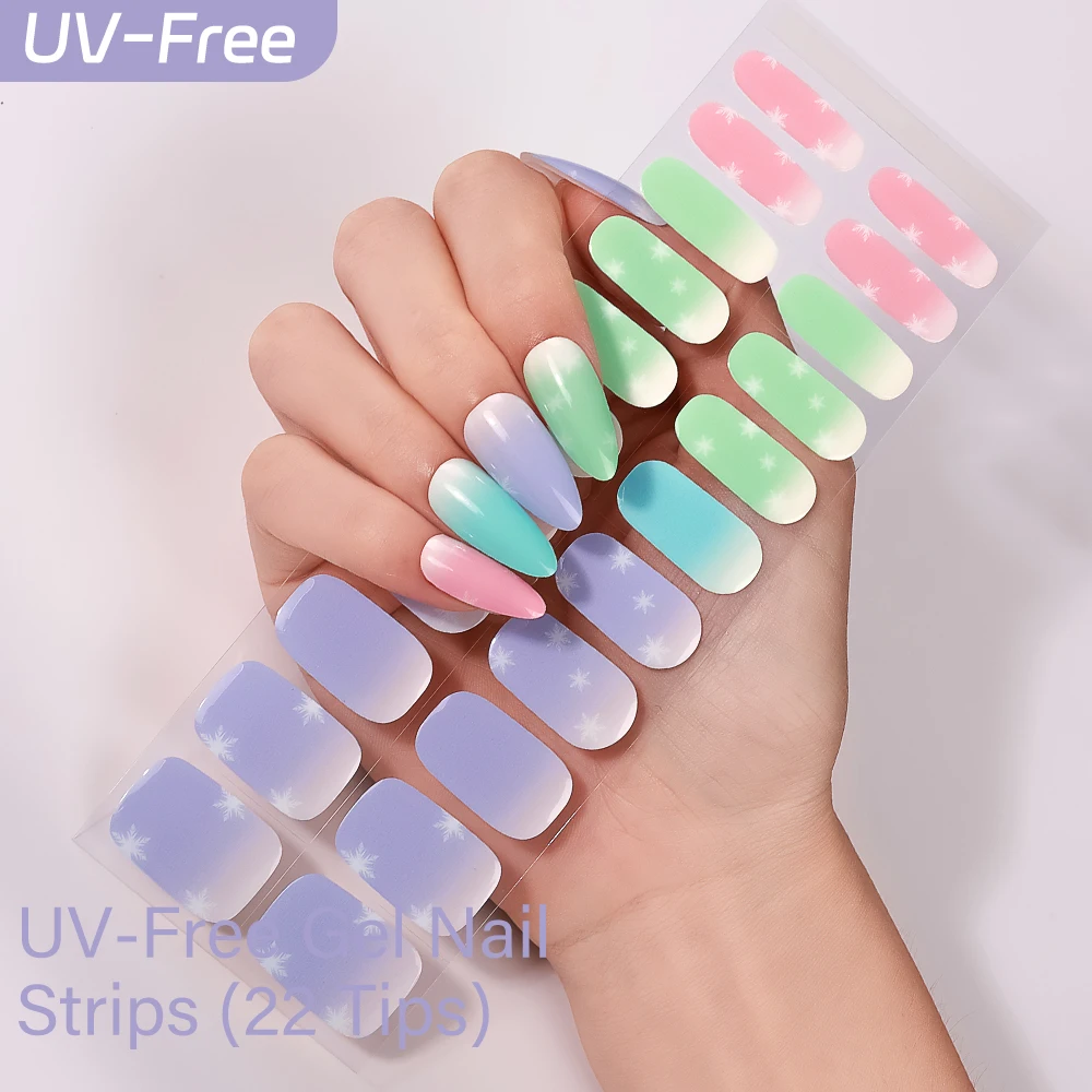 22Tips Y2K Star Baking-Free Nail Sticker Summer French Polka Dot Bee Nail Polish Sticker Self Adhesive Manicure Decoration Decal