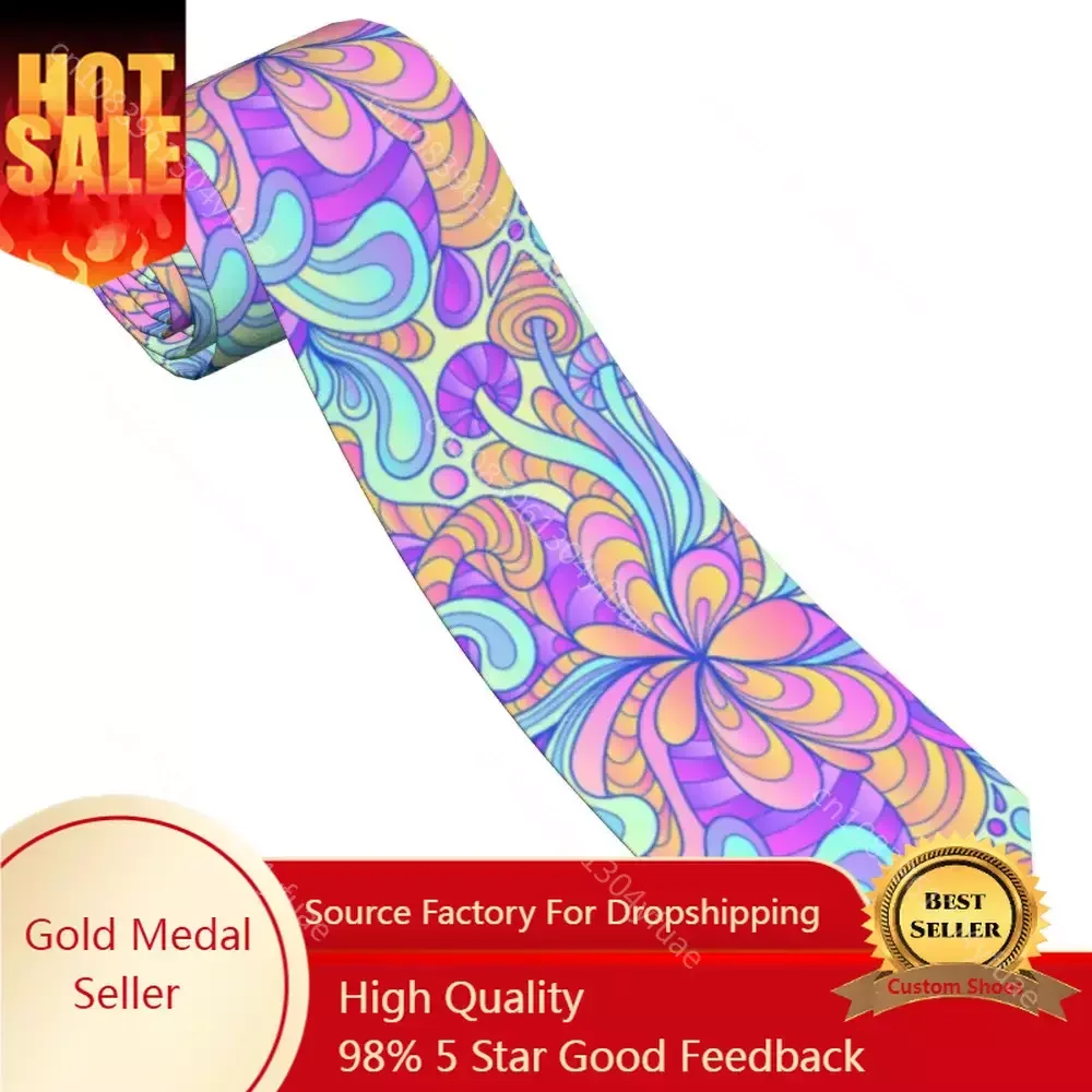 

60s Hippie Psychedelic Mushrooms Neckties Men Women Skinny Polyester 8 cm Narrow Neck Ties Shirt Accessories Wedding