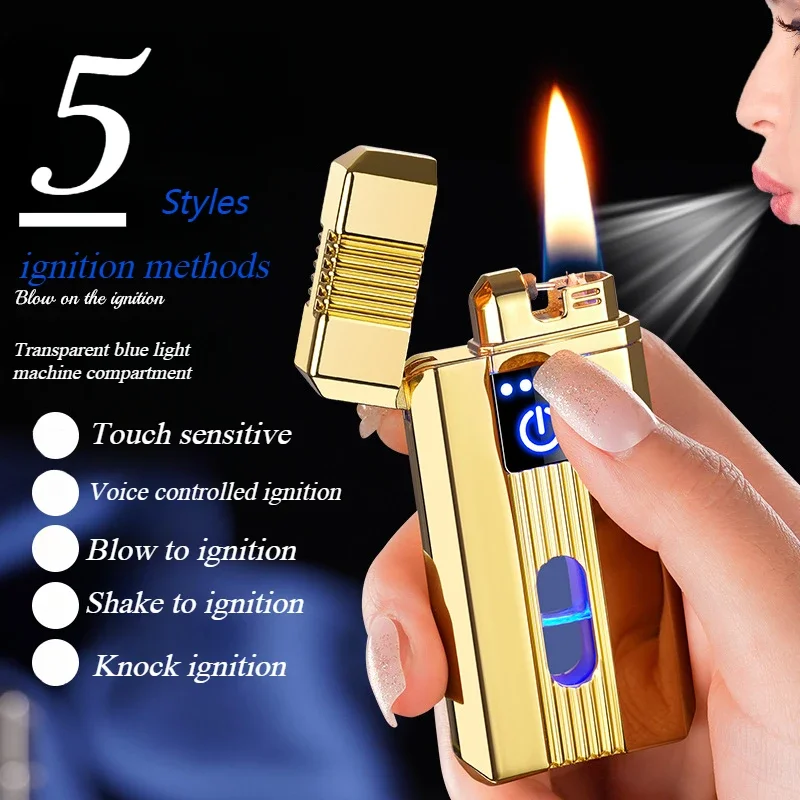 

Voice Intelligent Controlled 5Style Black Technology Ignition Kerosene Lighter Intelligent Induction Ignition Shake Gift forMen