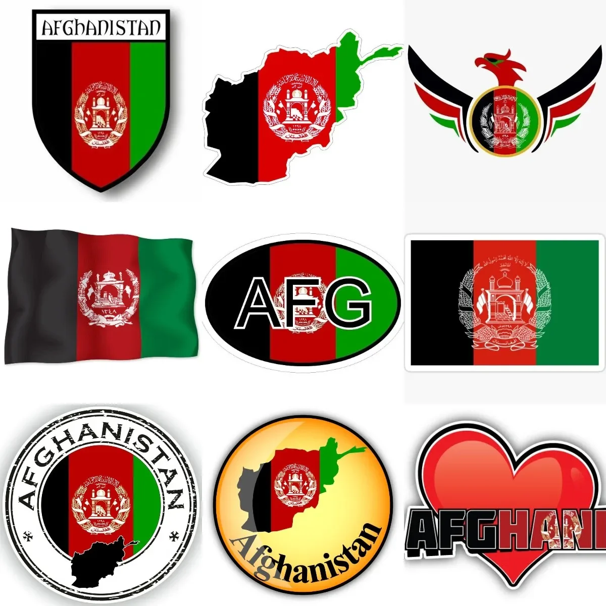 

AFG Afghanistan Map Flag National Emblem PVC Sticker for Decorate Van Car Window Table Wall Room Bicycle Decal Accessories