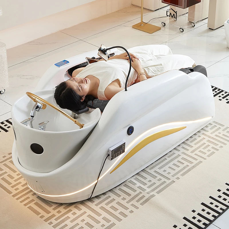 Electric massage shampoo bed barber shop hair salon dedicated to the head treatment fumigation flushing bed automatic muebles