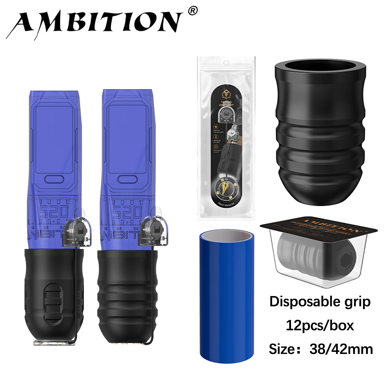 Ambition New P1 Disposable Rubber Tattoo Grip Professional for Soldier Pro 520 Seher Pro 330 Murs-U Tattoo Machine Pen Handle