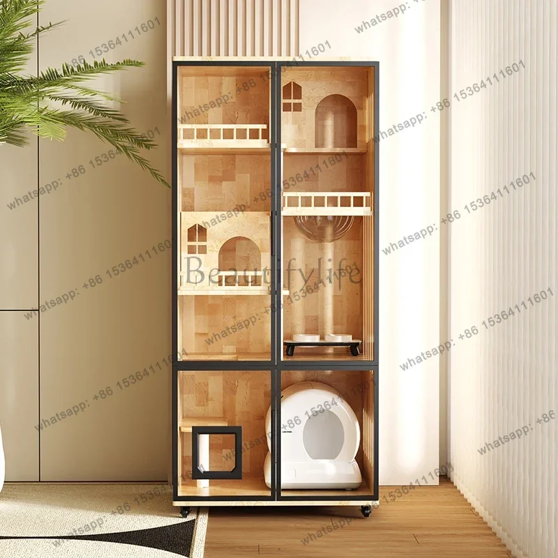 Small Apartment Cat Cage Drawer Integrated Cat Villa  Non-Occupied Villa Glass Panoramic Cat Cabinet