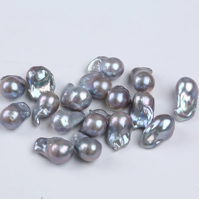 15-20mm Top Quality AAAA Gray Natural Fireball Loose Real Freshwater Large Baroque Pearl Beads