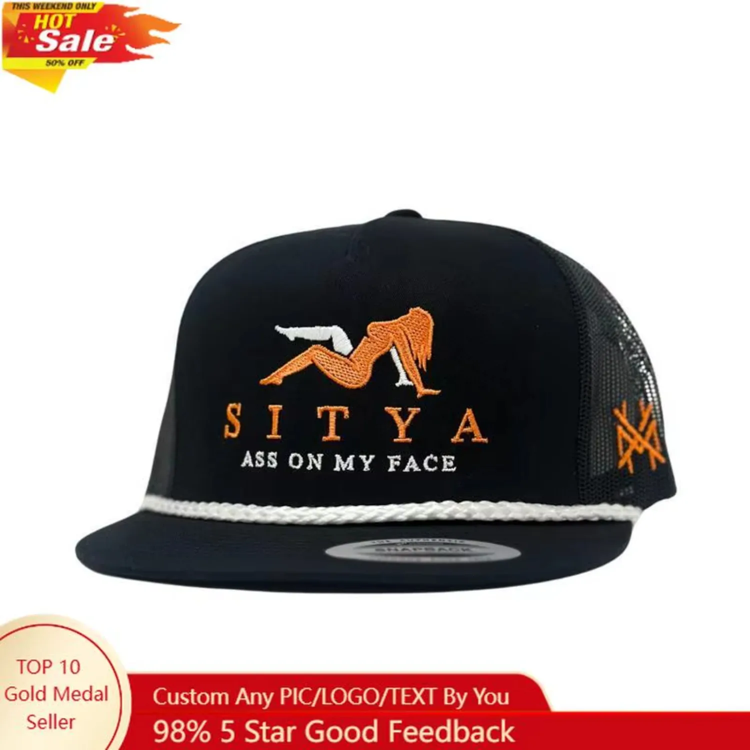 

Sitya Embroidered Trucker Hat Snapback Baseball Cap Fashion Dad Hats Adjustable Sunhat Outdoor Caps