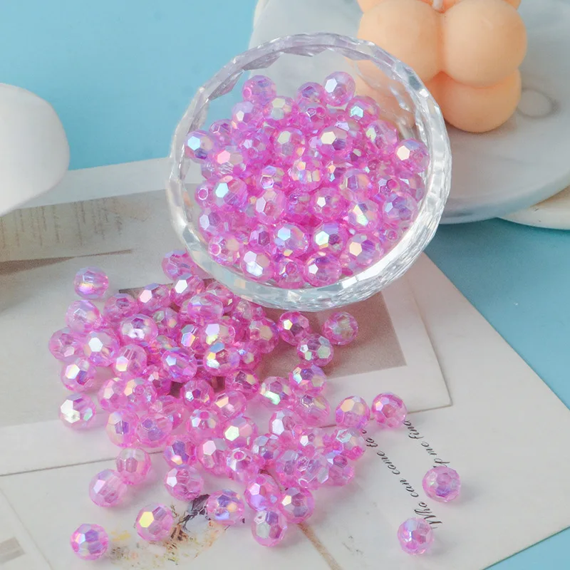 500g AB Colored Octagonal Beads Transparent Plated Earth Beads Illusionary Acrylic Scattered Beads DIY Bead Handmade Materials