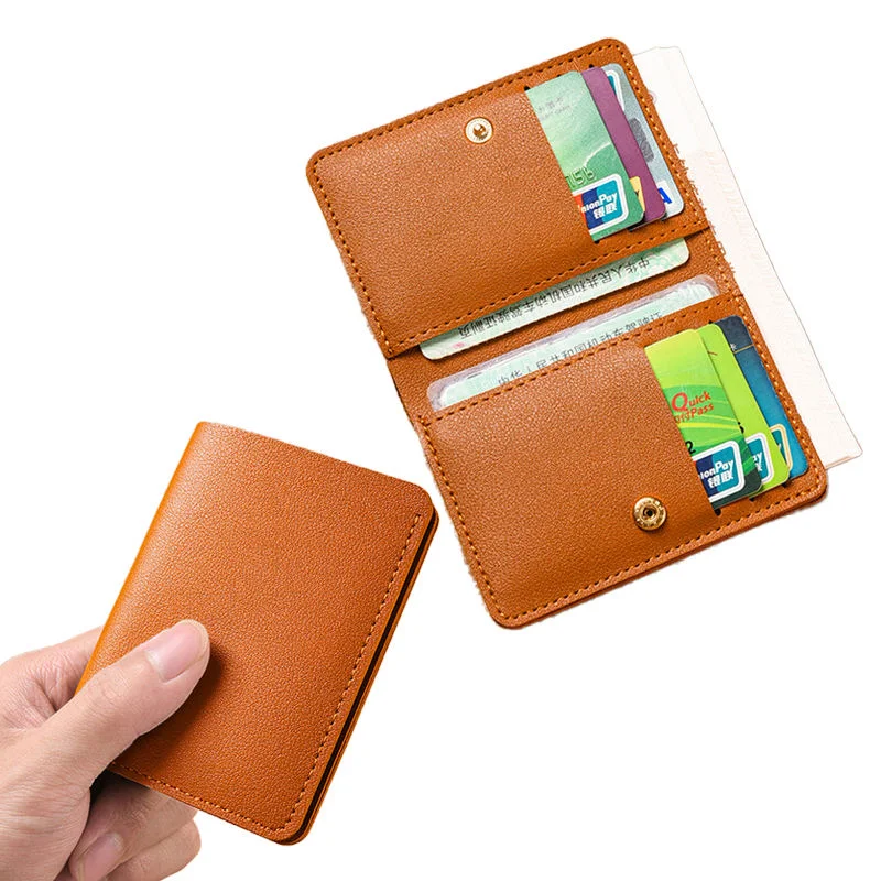 Schlanker Kreditkartenhalter aus Leder, Kompakte Bifold-Geldbörse mit Mehrfach-Fächern für Karten & Ausweise, Minimalistisches Design für Männer & Frauen