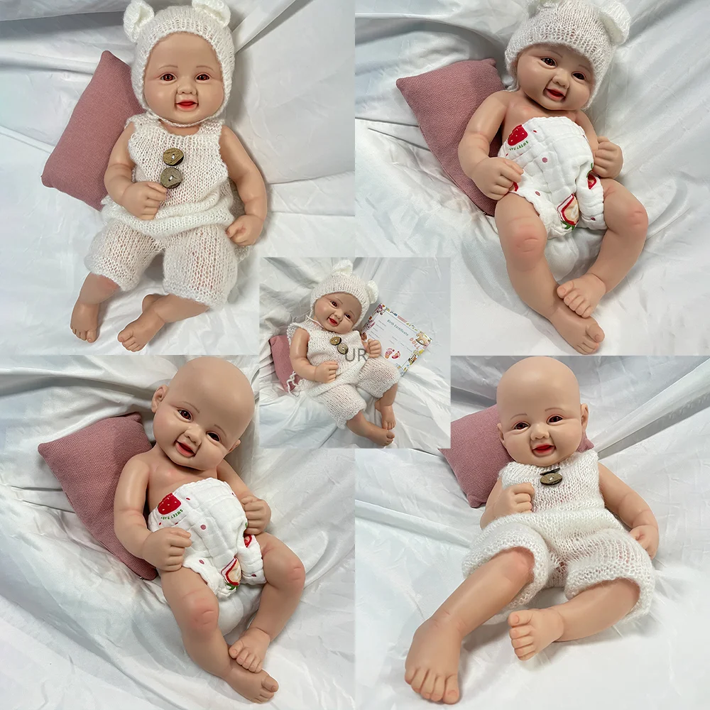 

40Cm 3D Painted Skin Handmade Lifelike Real Silicone Doll Full Body Soft Flexible Solid Silicone Reborn Girl Baby