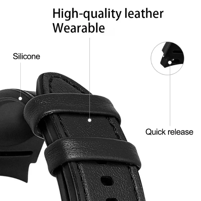 No Gap Silicone Leather Strap for Samsung Galaxy Watch 7/6/5/4 44/40mm 5 Pro 45mm Bracelet for Watch 6 Classic 47mm/43mm Band