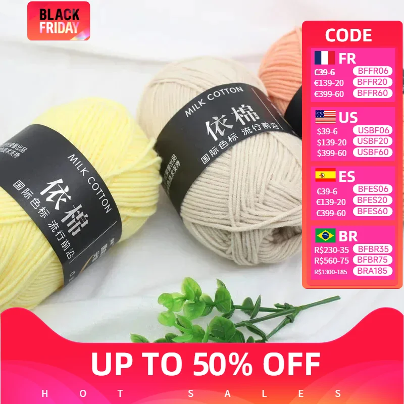 4ply 50g Set Milk Cotton Yarn for Knitting Needlework Dyed Lanas Crochet Craft Sweater Hat Dolls Economical