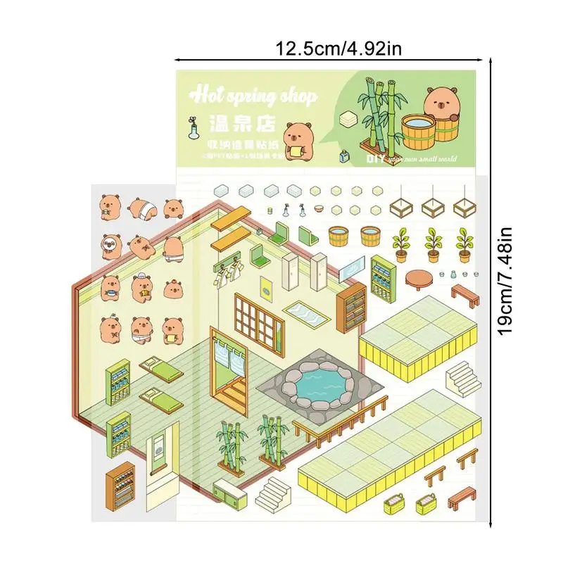 Cartoon Capybara 3D Landschap Sticker Kinderen Miniatuur Cabine Scène Stapelen Plakken Hand Account Leuk Verjaardagscadeau voor kinderen