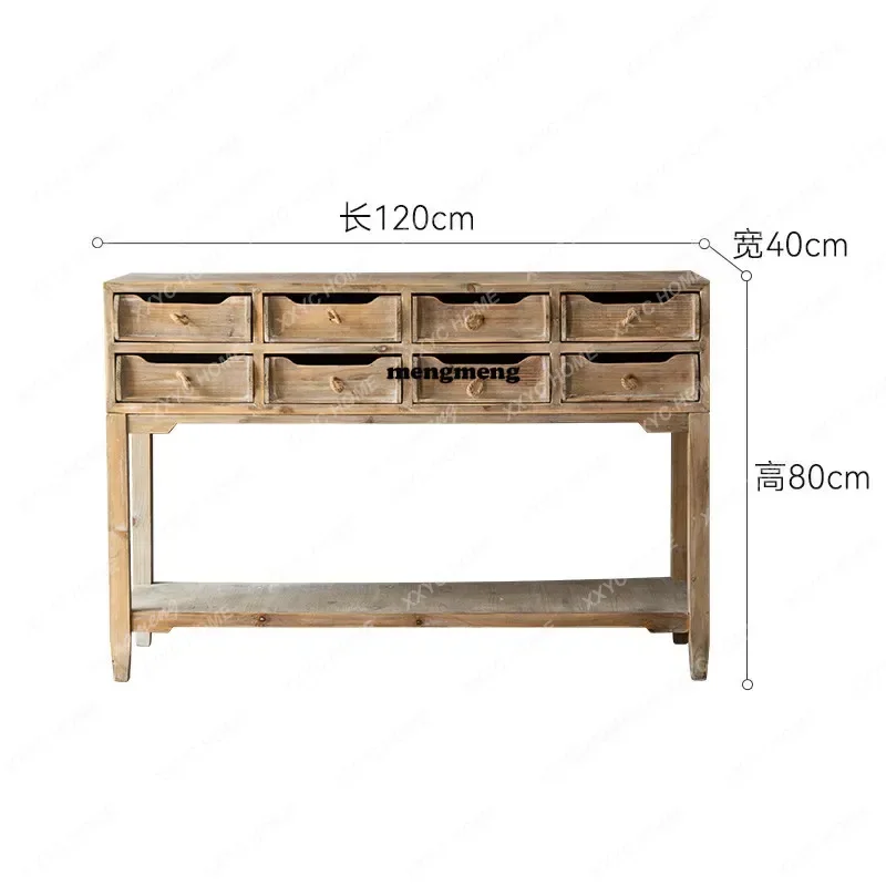 HHWabi Sandy Wind Retro Old Side Cabinet Homestay Coffee Shop Entrance Cabinet  Country Decoration Bucket Cabinet
