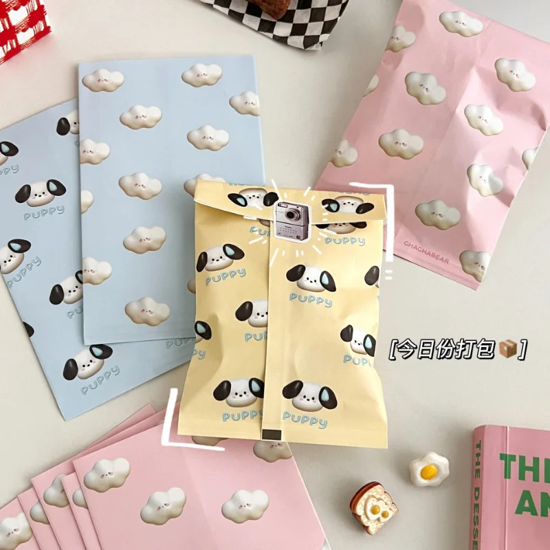 10pcs Cartoon Pattern Gift Paper Bag Baking Small Object Storage Bag Children's Snacks Self-sealing Packaging Bag Dropshipping