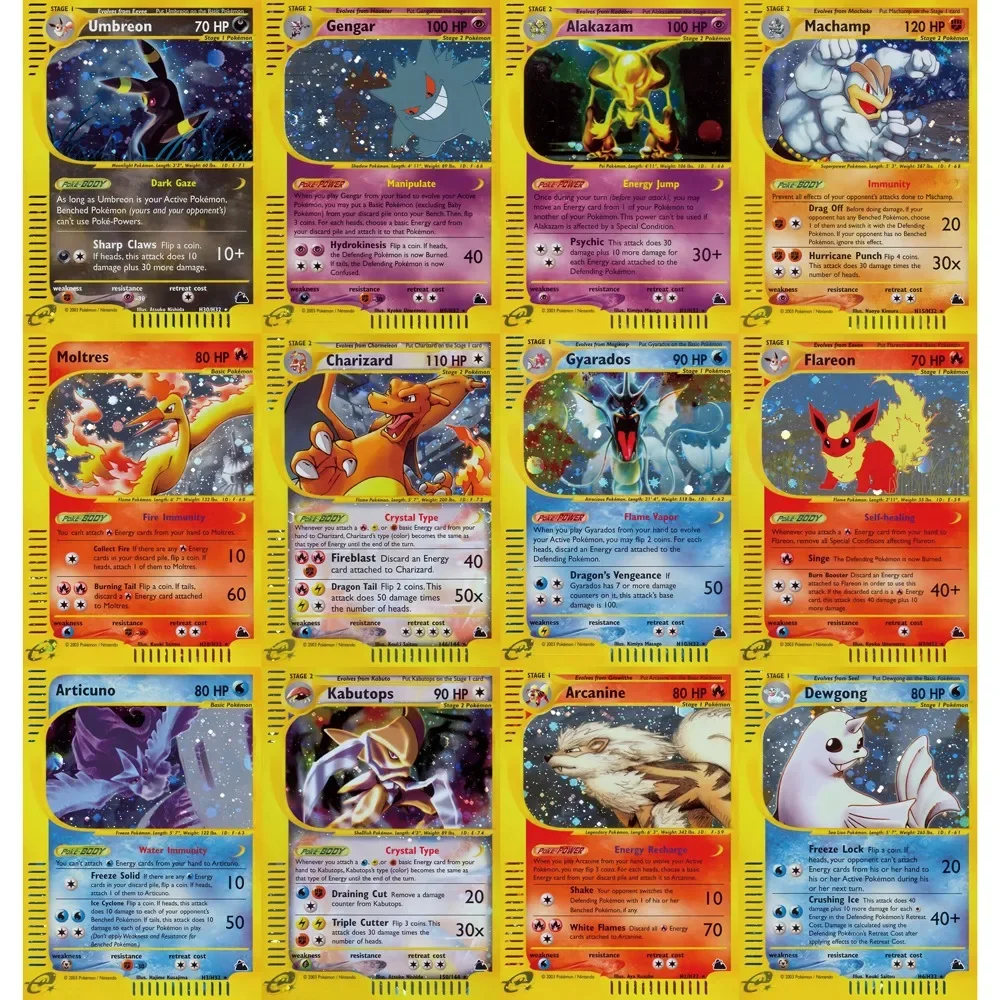 PTCG Cards Skyridge Set E-Cards Holo Rare Cards Umbreon Charizard Gyarados Flareon Raichu PTCG Cards Gift Collection