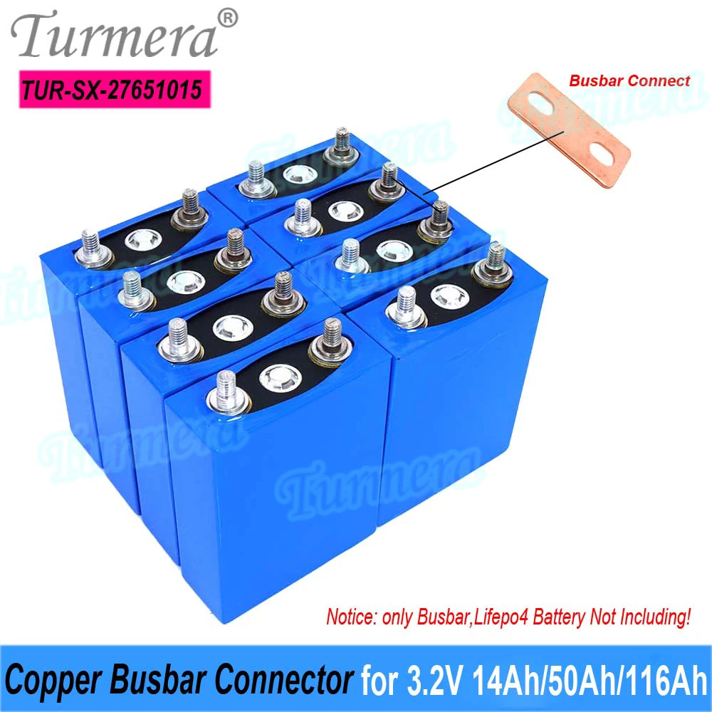 Turmera 12v 48vバスバーLifepo4バッテリー銅コネクタ穴に穴27ミリメートル1.5ミリメートル300Aで使用3.2v 14Ah 50Ah 118Ah Lifepo4バッテリー