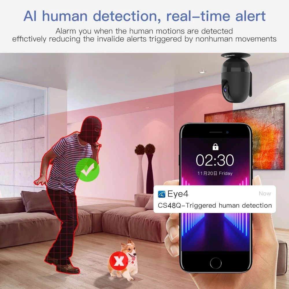 Vstarcam-Câmera de Rede Sem Fio, 4MP, Visão Noturna, AI, Rastreamento Automático, Interior, WiFi, Pan Tilt, Monitor de Bebê, CS48Q