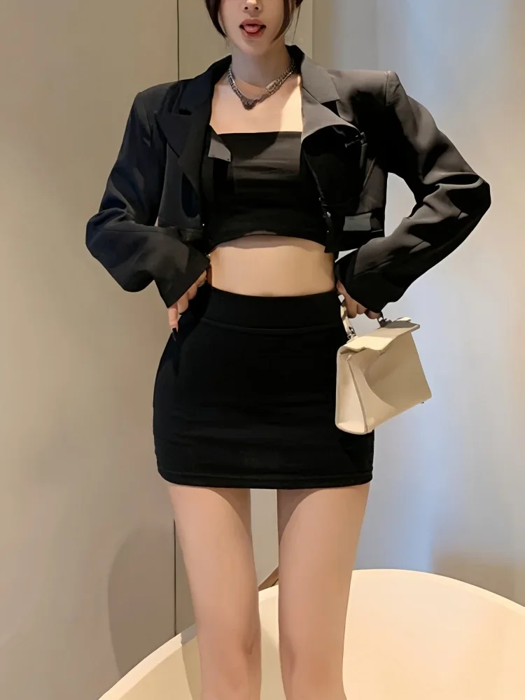 FREEAUCE-Mini saia curta estilo coreano feminino, bodycon de cintura alta, preto, lápis branco, sexy, casual, boate, festa, wrap