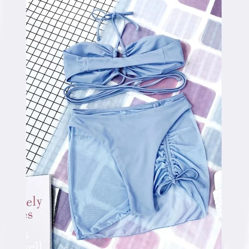 E56D Women Bathing Suit Lacing Swimwear Swimming Suit Beachwear with Cover-ups
