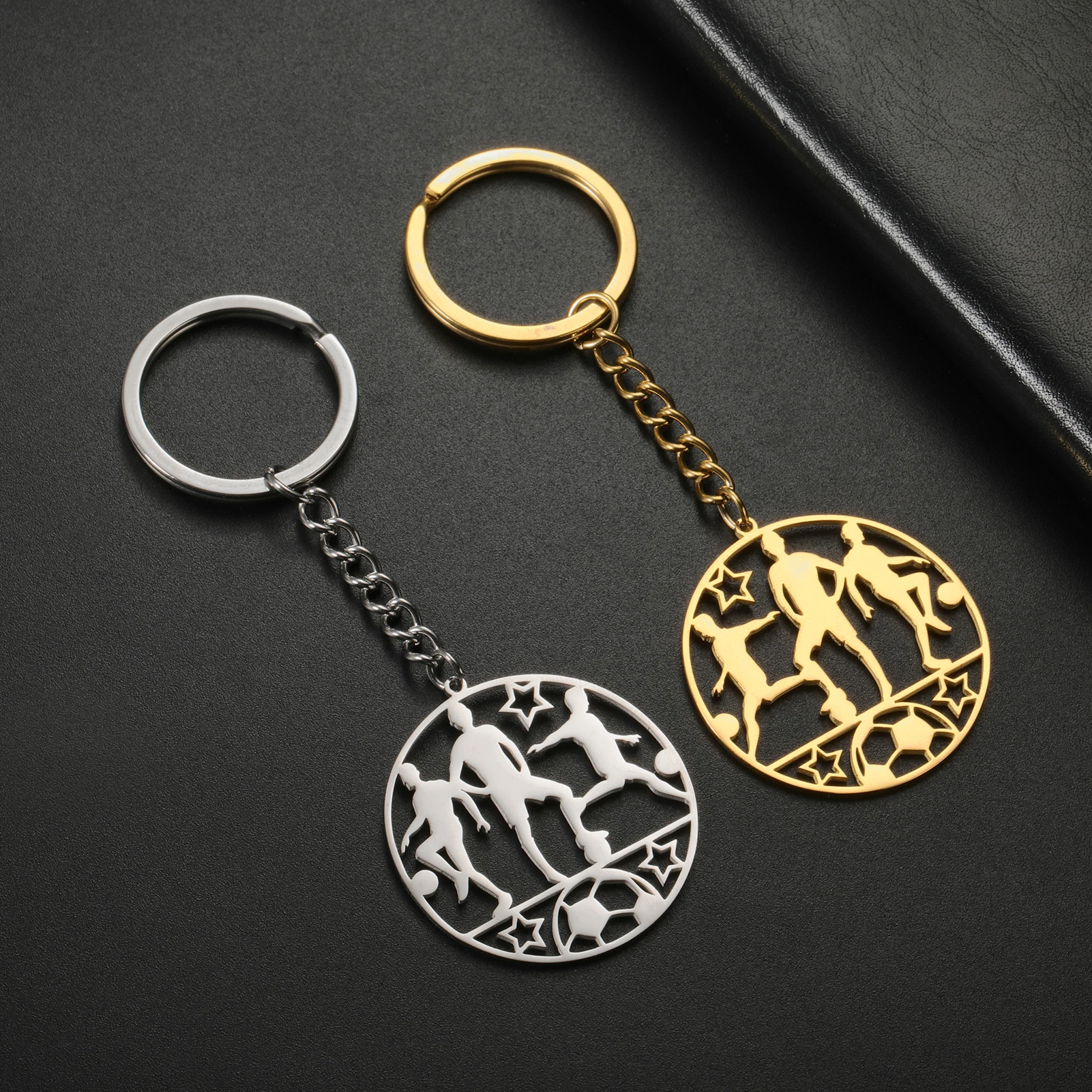 COOLTIME Sport Event Swimming Basketball Pendant Keychain Stainless Steel Sportsman Keyring Car Keychain Sports Lover Jewelry