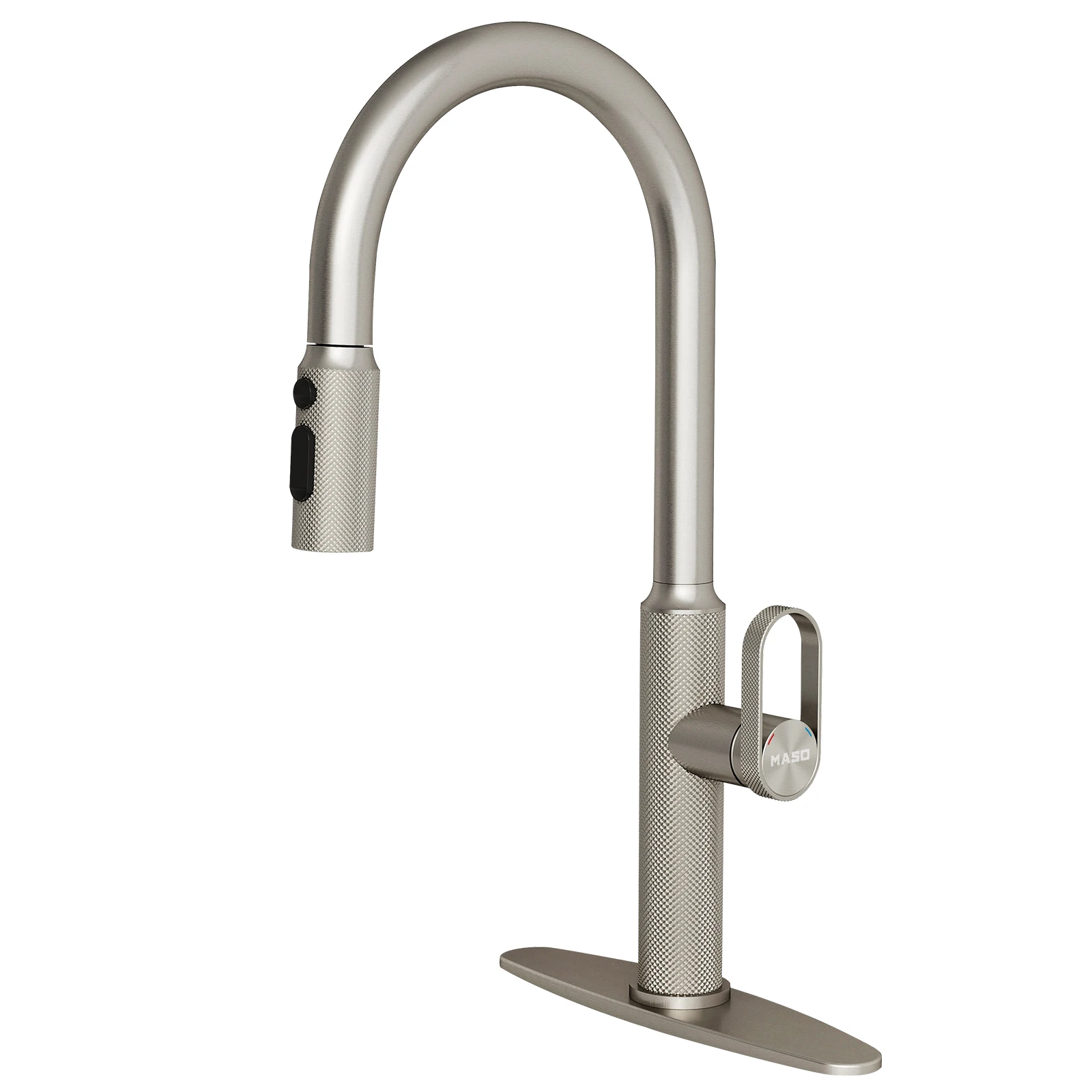 

MASO Kitchen Faucet, Pull-Down Sprayer, 3 Spray Modes, Single Handle, High Arc, 304 Stainless Steel, Brushed Nickel
