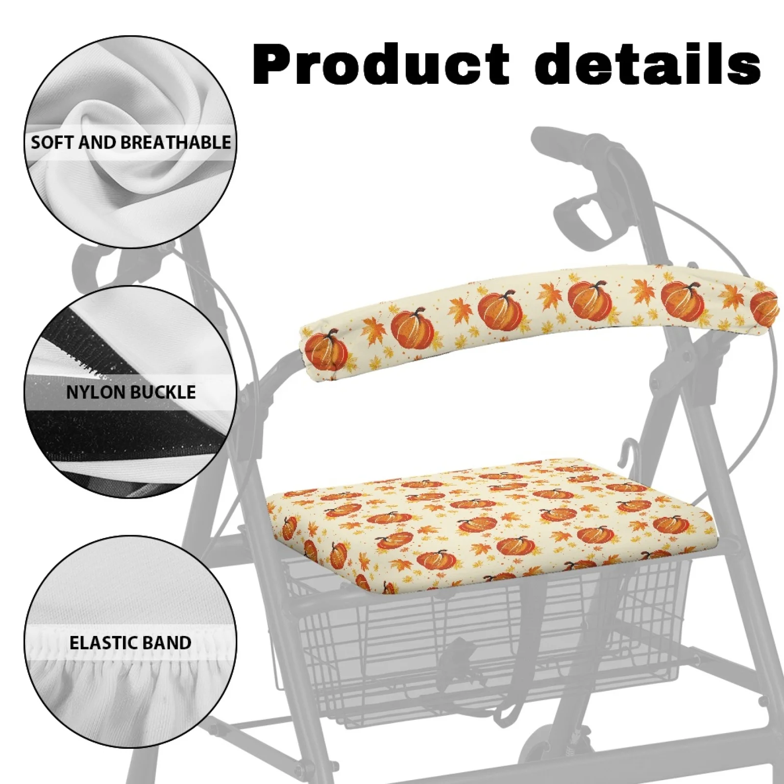 Coloranimal Pumpkin 2 Pieces Walker Seat Cover for Seniors Rollator Seat Cover Set 2026 New view 5