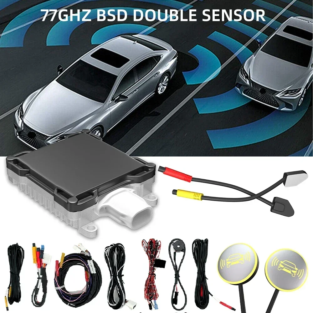 Universal Multi-Function 77Ghz Two Radar Sensor BSM Blind Spot Monitoring System Kit For Car Driving Safety BSD LCA DOW RCTA
