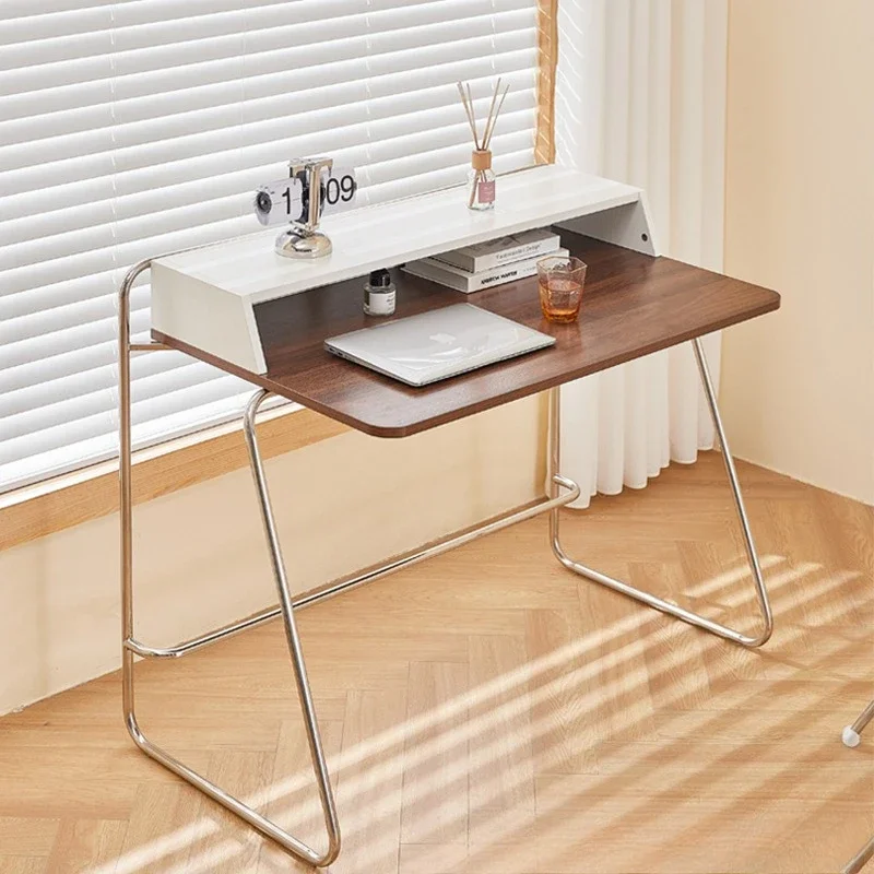 Home simple bedroom learning desk, modern simple office computer stainless steel table