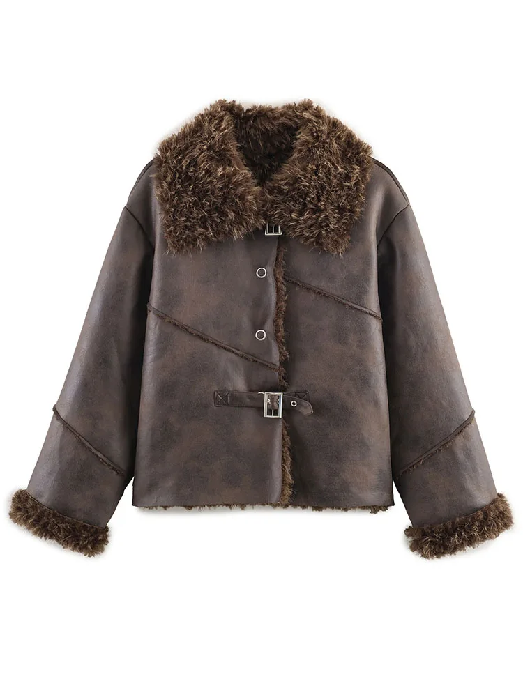 HH Vrouwen Nieuwe Mode Veelzijdige Bont Een Stuk Verdikte Jas Winter Vrouwelijke Persoonlijkheid Temperament Woon-werkverkeer Warme Retro Jas