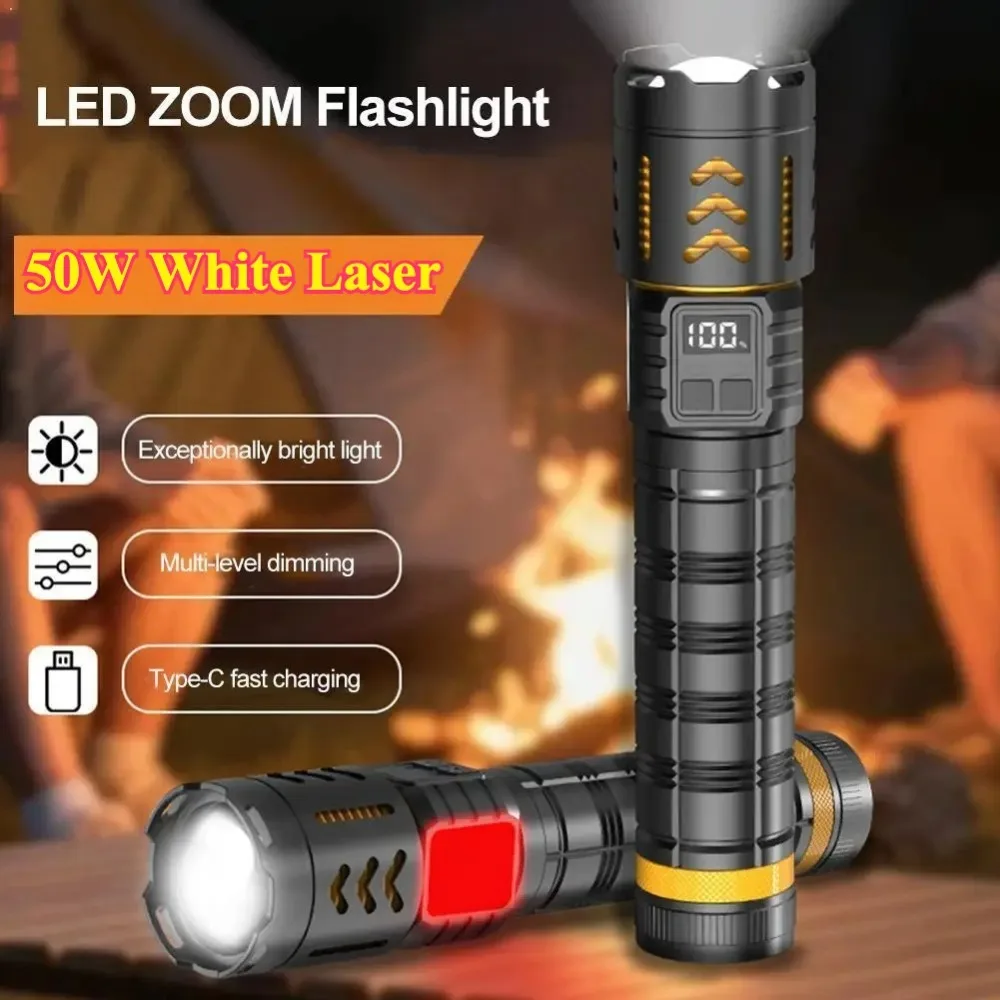 

Суперяркий светодиодный фонарь с зарядкой Type-C, регулируемый по фокусировке, рабочая лампа из алюминиевого сплава, тактический фонарь для кемпинга, рыбалки и активного отдыха