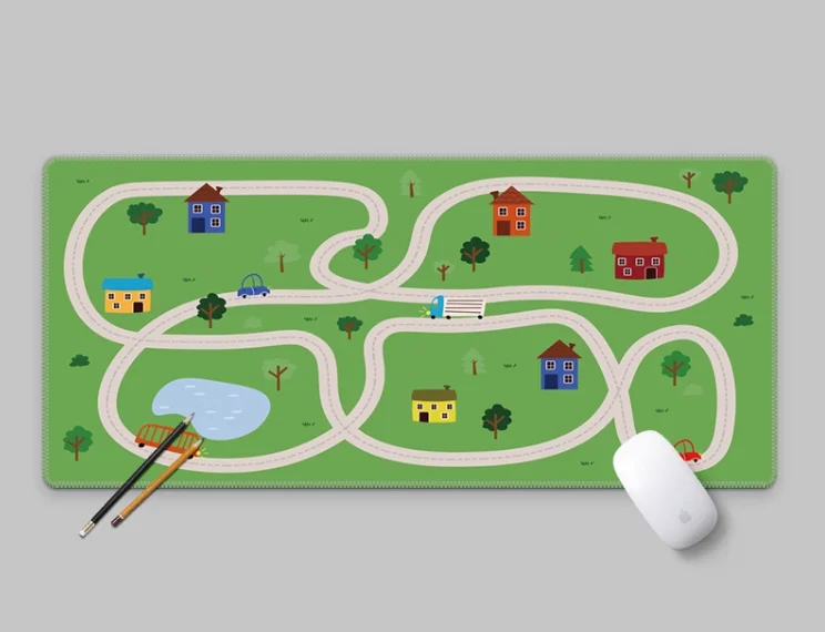 

Busy Town Street Racing Bus Mouse Pad Super Large Waterproof Thicker Natural Rubber Laptop Office Anime Table Gamer Accessories
