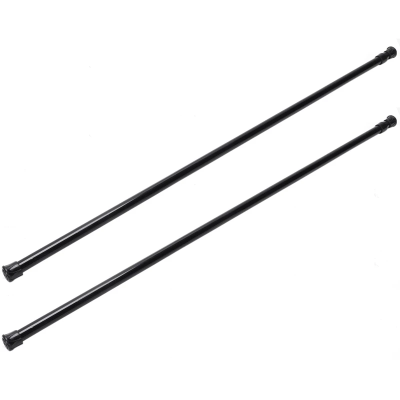 2 tiges de tringle télescopique à ressort extensible, 70-120Cm, noir