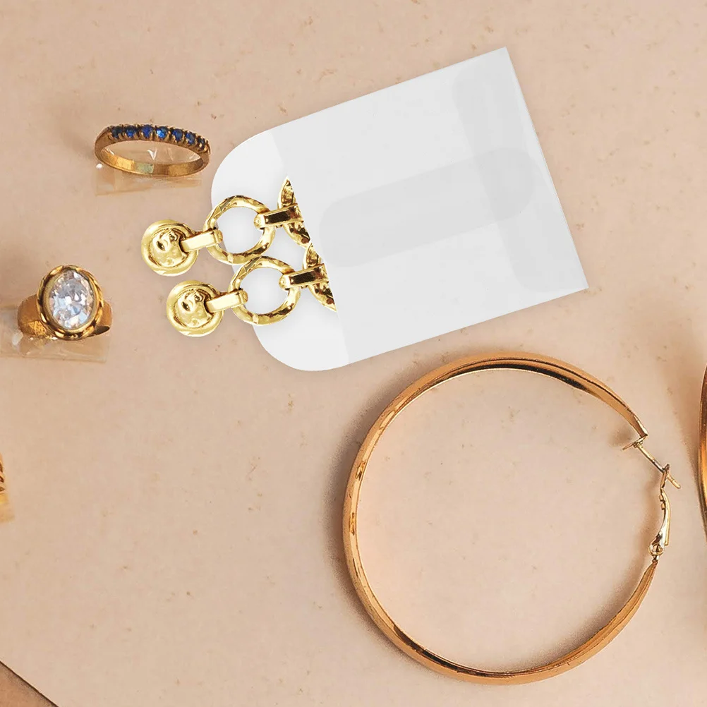 

50Pcs Jewelry Paper Bags Clear Small Business Earring Storage Pouches Rings Packaging Bags Jewelry Bag Ring Storage Pouches