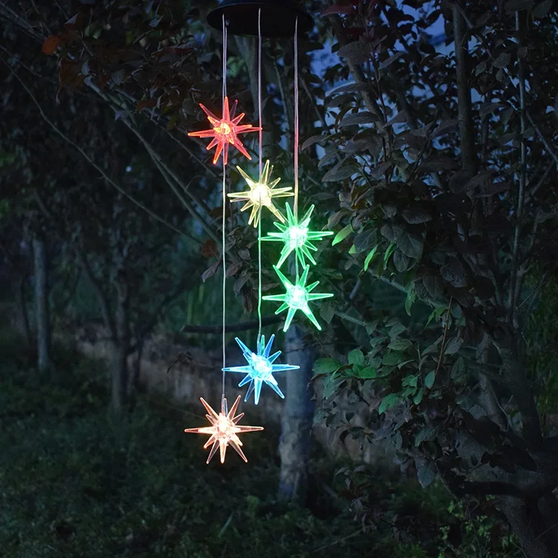 Solar powered sea urchin wind chime hanging lamp, outdoor waterproof and sunscreen, courtyard garden decoration landscape lamp