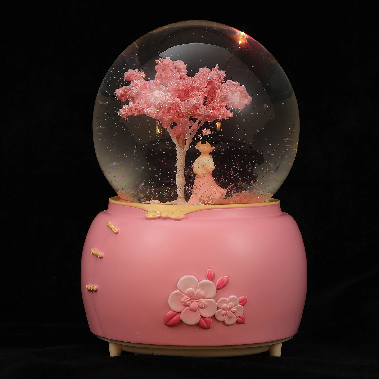 

1pc Crystal Ball Girl Music Box Box Lovely Girl Design Desktop Ornament Statue Birthday Gift Valentine Craft Present